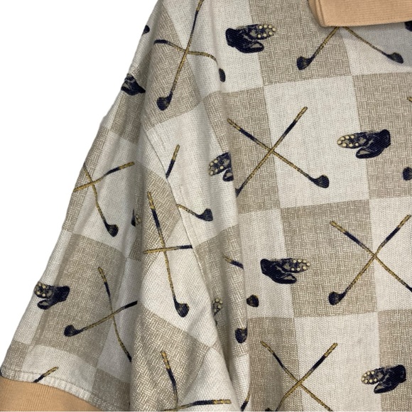 Mens Vintage St. John's Bay Cream and Tan Golfer Golf Club Polo Shirt Size XL - Picture 7 of 17